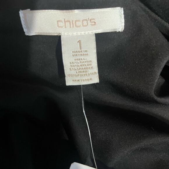 Chico's Black Promo Ponte Knit Drape Front Capsule Comfy Office Jacket M NWT - Picture 4 of 6